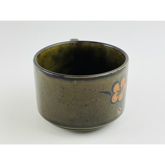 Vintage Otagiri Speckled Soup Coffee Mug Large Brown Orange Botanical Flower Cup - Picture 4 of 9